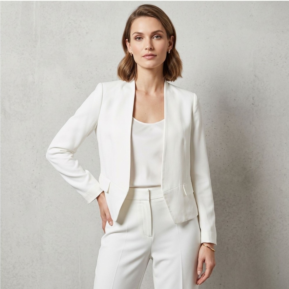 Stella McCartney Women Quiet Luxury Blazer 44 Cream Clean Girl Boss SLIM 8 $1595